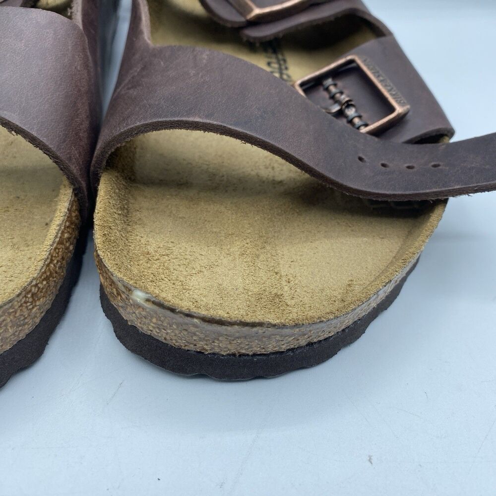 Birkenstock Arizona Sandals US 13 EU 46 Brown Brown Leather Buckle Boho NWOB - Picture 2 of 13